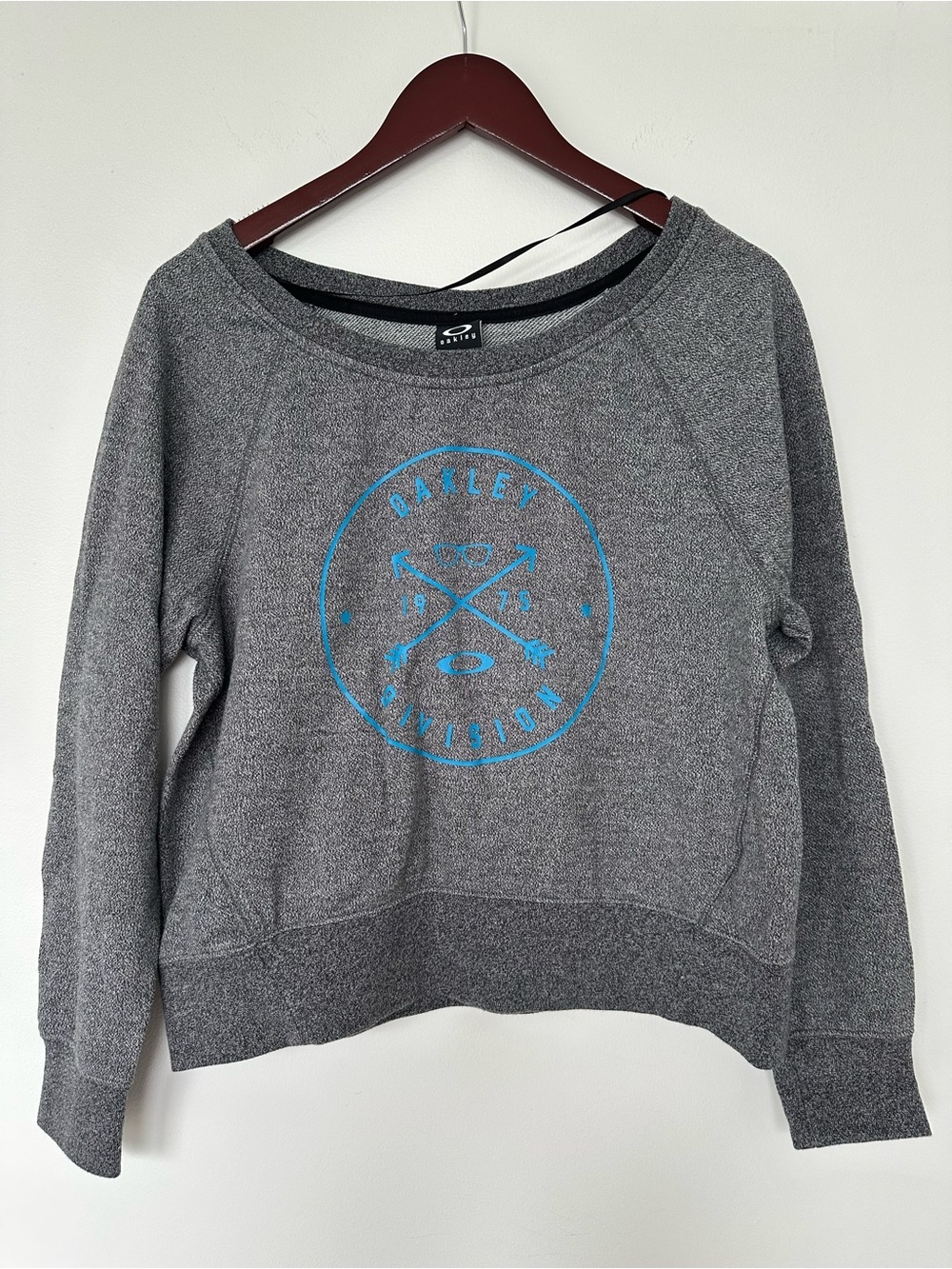 Oakley Gray Crewneck with Blue Logo Graphic - Women's